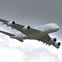 Buy canvas prints of Airbus A380 at Farnborough 2008  by Oxon Images