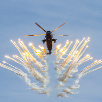 Buy canvas prints of Sea King with flares  by Oxon Images