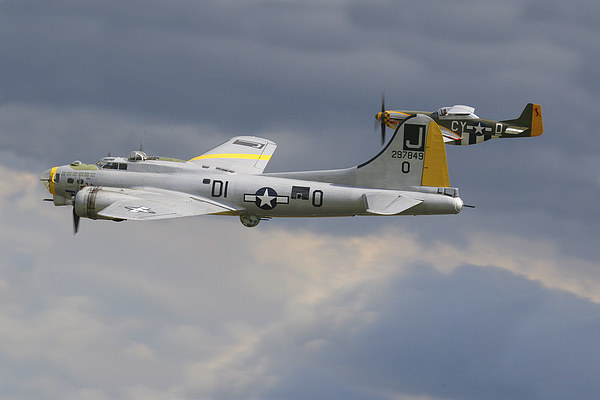  B17 and P51 Mustang Picture Board by Oxon Images