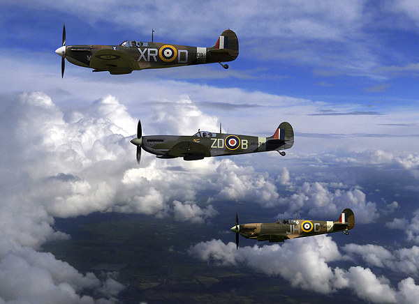  Spitfires in flight Picture Board by Oxon Images