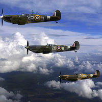 Buy canvas prints of  Spitfires in flight by Oxon Images