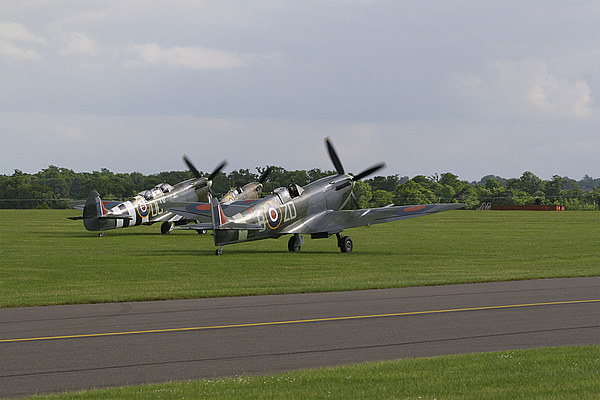  Three Spitfires at Duxford Picture Board by Oxon Images