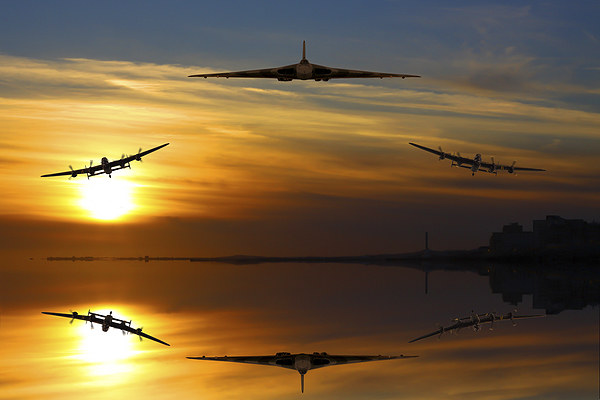 Vulcan and Lancasters sunset Picture Board by Oxon Images