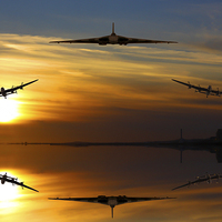 Buy canvas prints of Vulcan and Lancasters sunset by Oxon Images