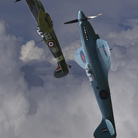 Buy canvas prints of  Spitfires topping the loop by Oxon Images