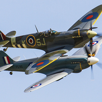 Buy canvas prints of  Spitfire Duo by Oxon Images