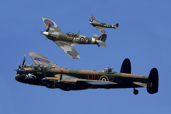 Lancaster Bomber and Spitfires Picture Board by Oxon Images