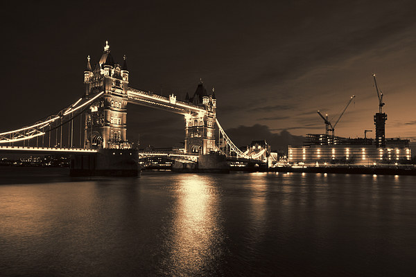  Tower Bridge Toned Picture Board by Oxon Images