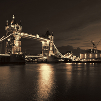 Buy canvas prints of  Tower Bridge Toned by Oxon Images