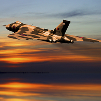 Buy canvas prints of Vulcan bomber sunset finale  by Oxon Images