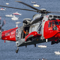 Buy canvas prints of  Royal Navy Sea King rescue Helicopter by Oxon Images