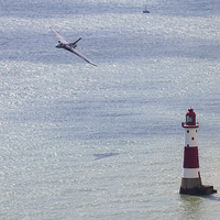 Buy canvas prints of  Vulcan Bomber XH558 Beachy Head 2 by Oxon Images