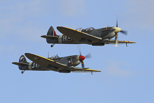 Battle of Britain Spitfire duo Picture Board by Oxon Images