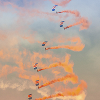 Buy canvas prints of  RAF Falcons Parachute team by Oxon Images