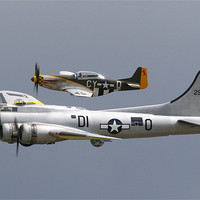 Buy canvas prints of B17 and P51 Mustang by Oxon Images