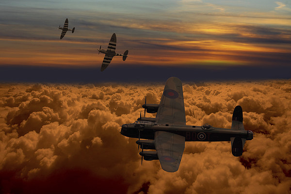  Sunset Spitfire escort Picture Board by Oxon Images