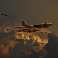 Buy canvas prints of Vulcan bombers Into the storm by Oxon Images
