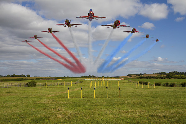  Red Arrows running in at Brize Picture Board by Oxon Images