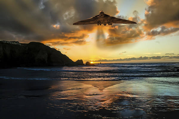  Vulcan Bomber Cornwall sunset Picture Board by Oxon Images