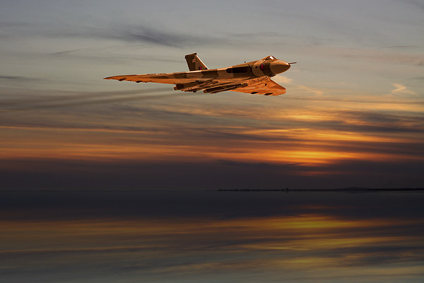 Sunset Vulcan Bomber Picture Board by Oxon Images