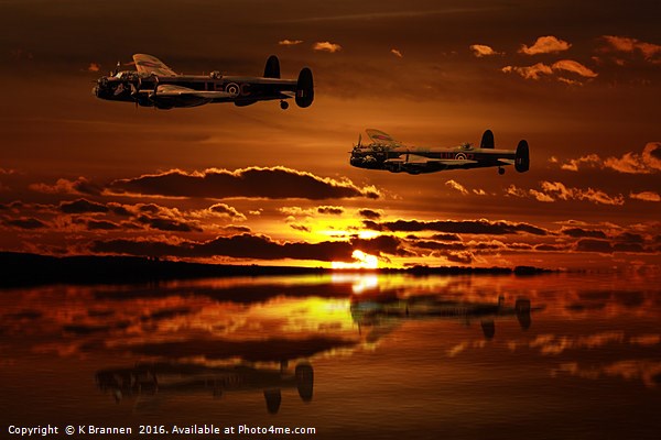 Two Lancaster Bomber at Sunset Picture Board by Oxon Images
