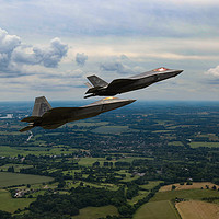 Buy canvas prints of F22 and F35 RIAT by Oxon Images