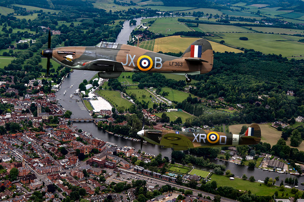 Spitfire and Hurricane over Henley Picture Board by Oxon Images
