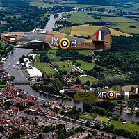 Buy canvas prints of Spitfire and Hurricane over Henley by Oxon Images
