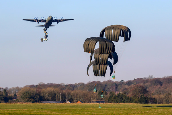 Hercules C130 air drop Picture Board by Oxon Images