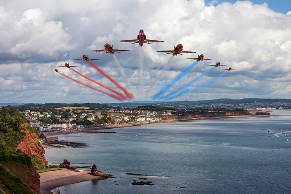 Red Arrows at Dawlish air show Picture Board by Oxon Images