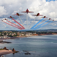 Buy canvas prints of Red Arrows at Dawlish air show by Oxon Images
