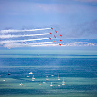 Buy canvas prints of Red Arrows at Eastbourne air show by Oxon Images