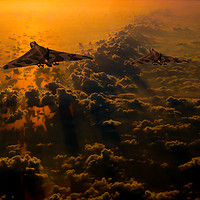 Buy canvas prints of Vulcan bomber sunset by Oxon Images