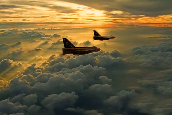 English Electric Lightning sunset flight Picture Board by Oxon Images