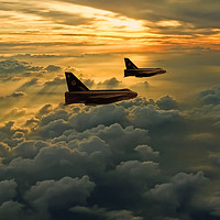 Buy canvas prints of English Electric Lightning sunset flight by Oxon Images