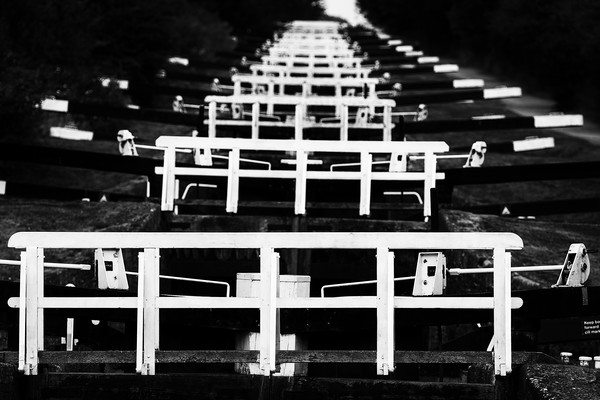 Caen Hill lock black and white Picture Board by Oxon Images