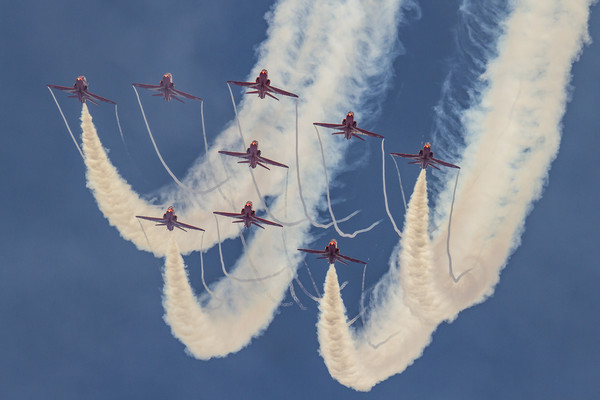 Red Arrows at Duxford Picture Board by Oxon Images