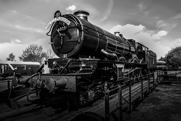 Steam Train Black and White Picture Board by Oxon Images