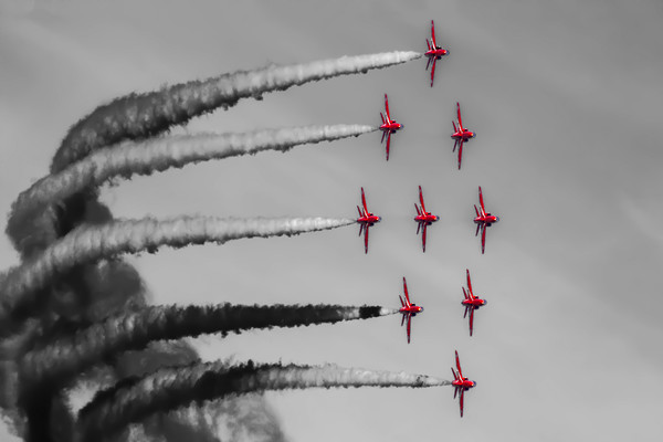 Red Arrows selective colour Picture Board by Oxon Images