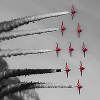 Buy canvas prints of Red Arrows selective colour by Oxon Images