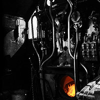 Buy canvas prints of On the steam train footplate by Oxon Images