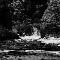 Buy canvas prints of Sea and rockface at Perranporth by Oxon Images