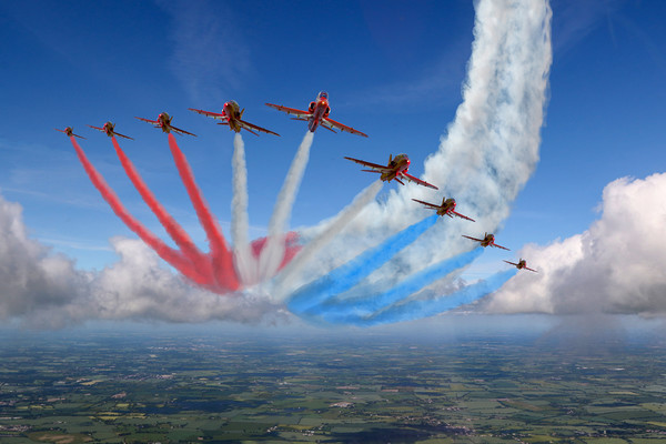 Red Arrows Smoke on Go Picture Board by Oxon Images