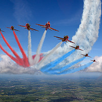 Buy canvas prints of Red Arrows Smoke on Go by Oxon Images