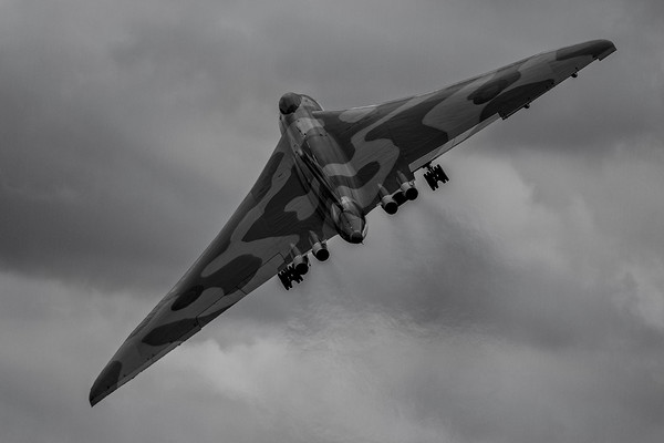 Avro Vulcan XH558 Black and White Picture Board by Oxon Images