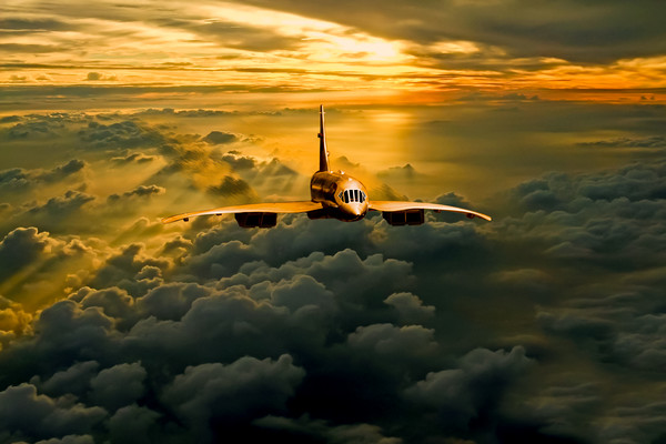 Concorde Supersonic Sunset Picture Board by Oxon Images