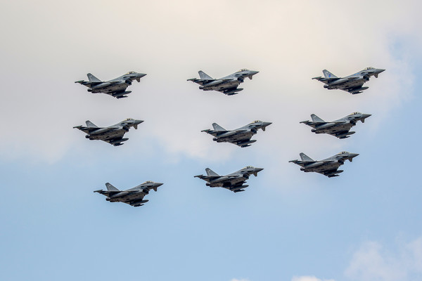 Typhoon 9 ship flypast RIAT 2018 Picture Board by Oxon Images