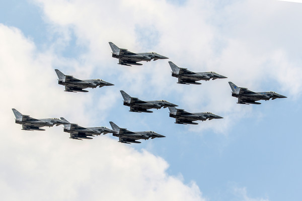 Typhoon 9 ship flypast RIAT 2018 Picture Board by Oxon Images