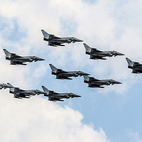 Buy canvas prints of Typhoon 9 ship flypast RIAT 2018 by Oxon Images
