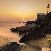 Buy canvas prints of Sunrise at Looe Pier by Oxon Images